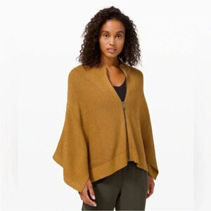 LULULEMON Softer Still Cashmere Blend Spiced Bronze Wrap XS/S Oversized Full Zip